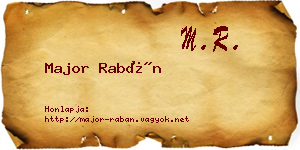 Major Rabán névjegykártya